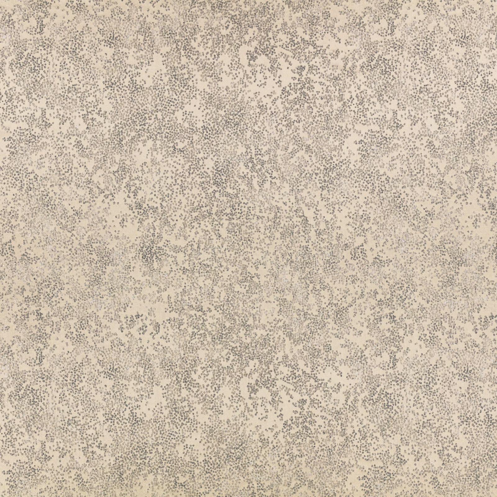 Warm cream-taupe fabric with dense grey-green stippled texture and softly mottled patches