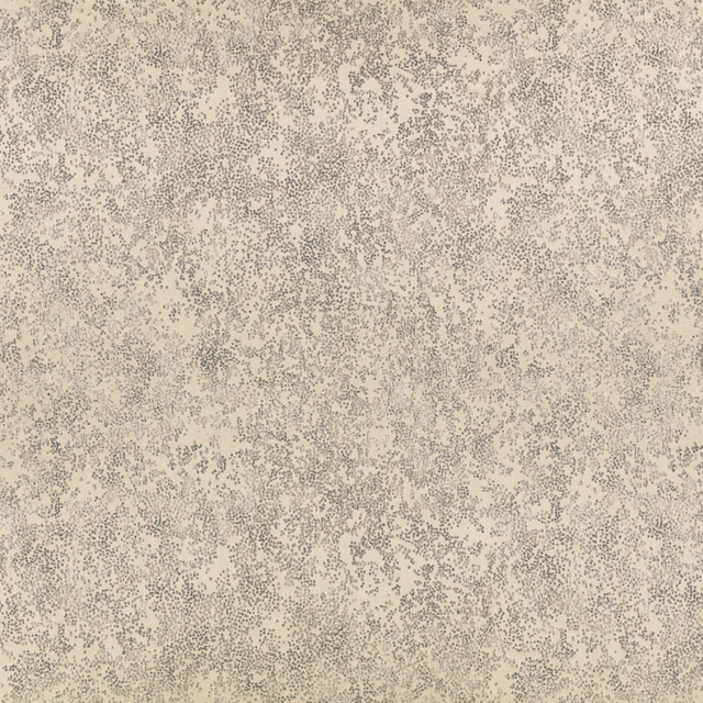 Warm cream-taupe fabric with dense grey-green stippled texture and softly mottled patches