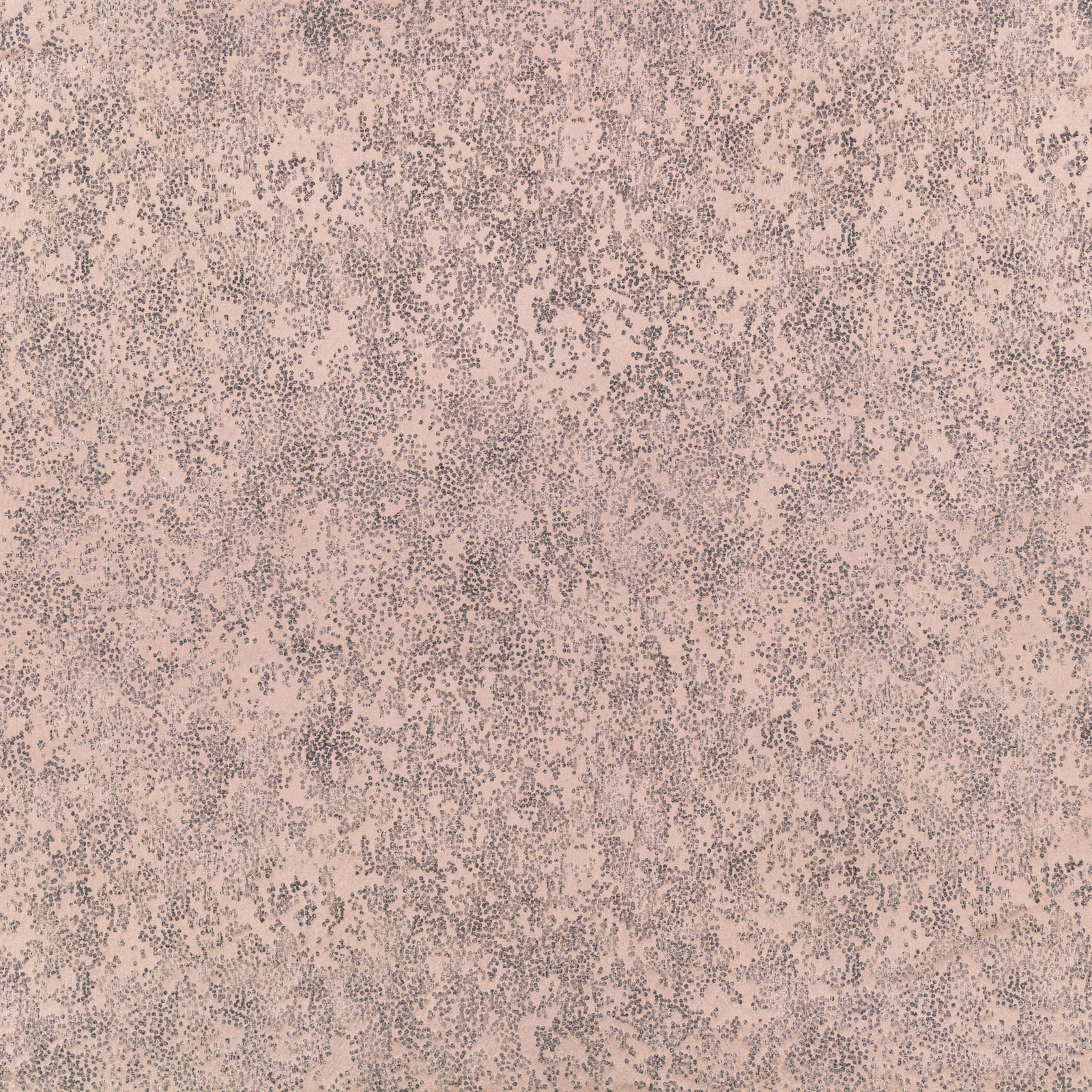 Dusty blush-pink fabric with fine charcoal-grey stippled, cloud-like marks