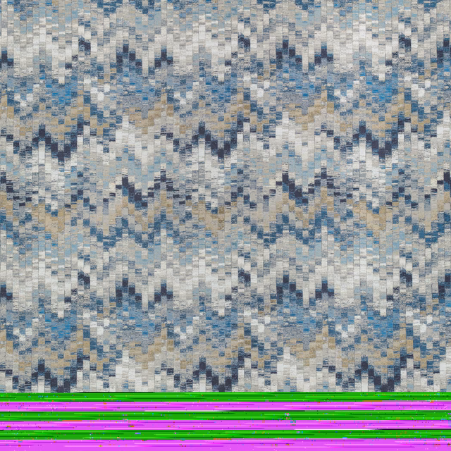 Cool blue-grey geometric textile with cream, taupe and navy flecks