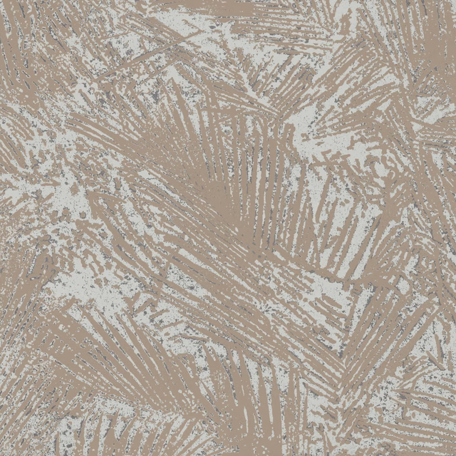 Muted taupe wallpaper with pale eau de nil overlapping palm-frond brush marks