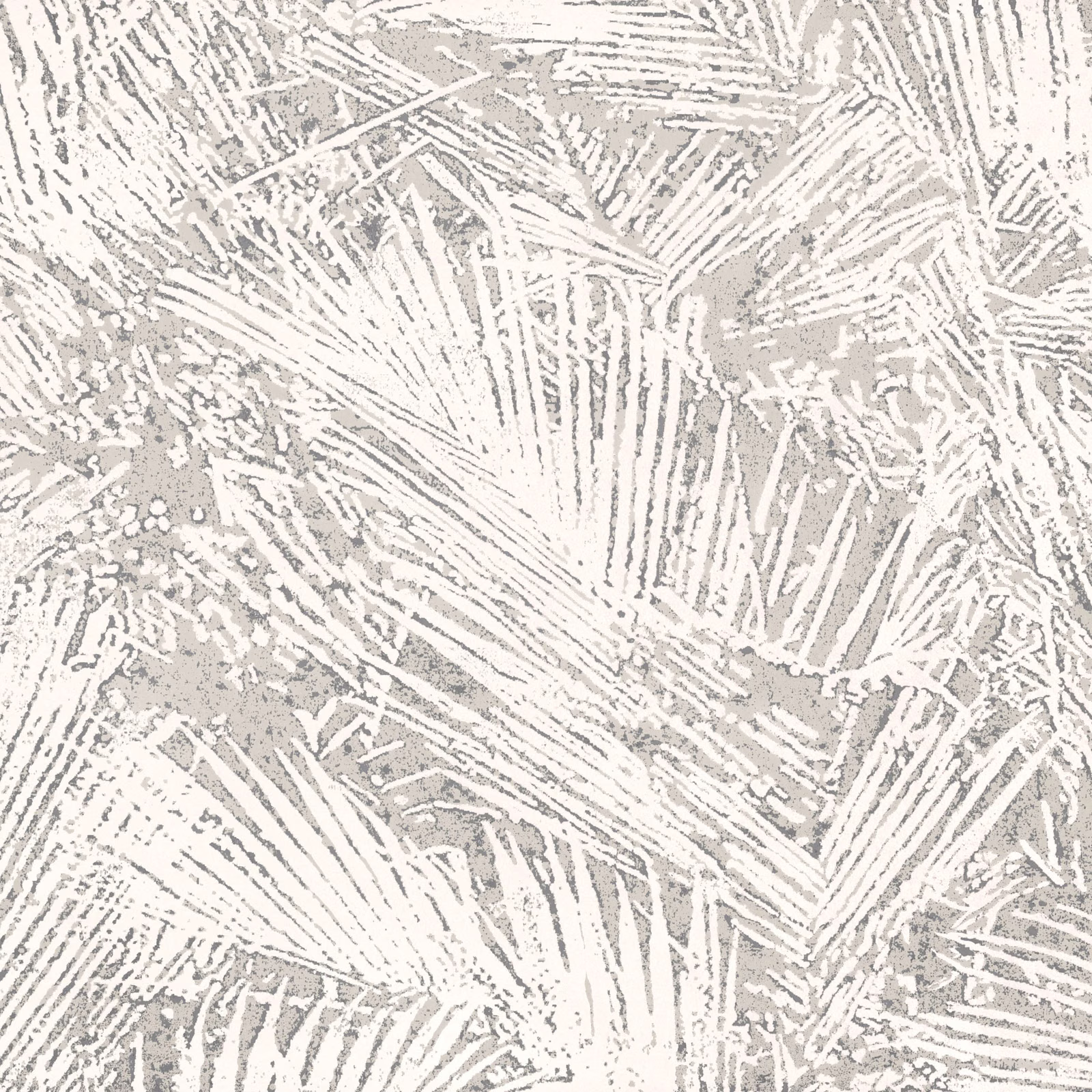 Ivory areca palm fronds layered over a softly mottled greige ground