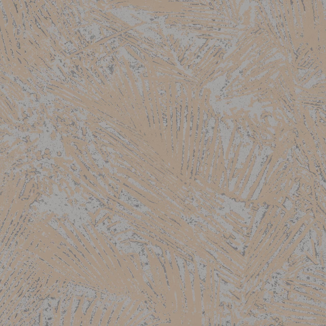 Warm sandy beige wallpaper with pale blue-grey branching areca marks and mottled detail