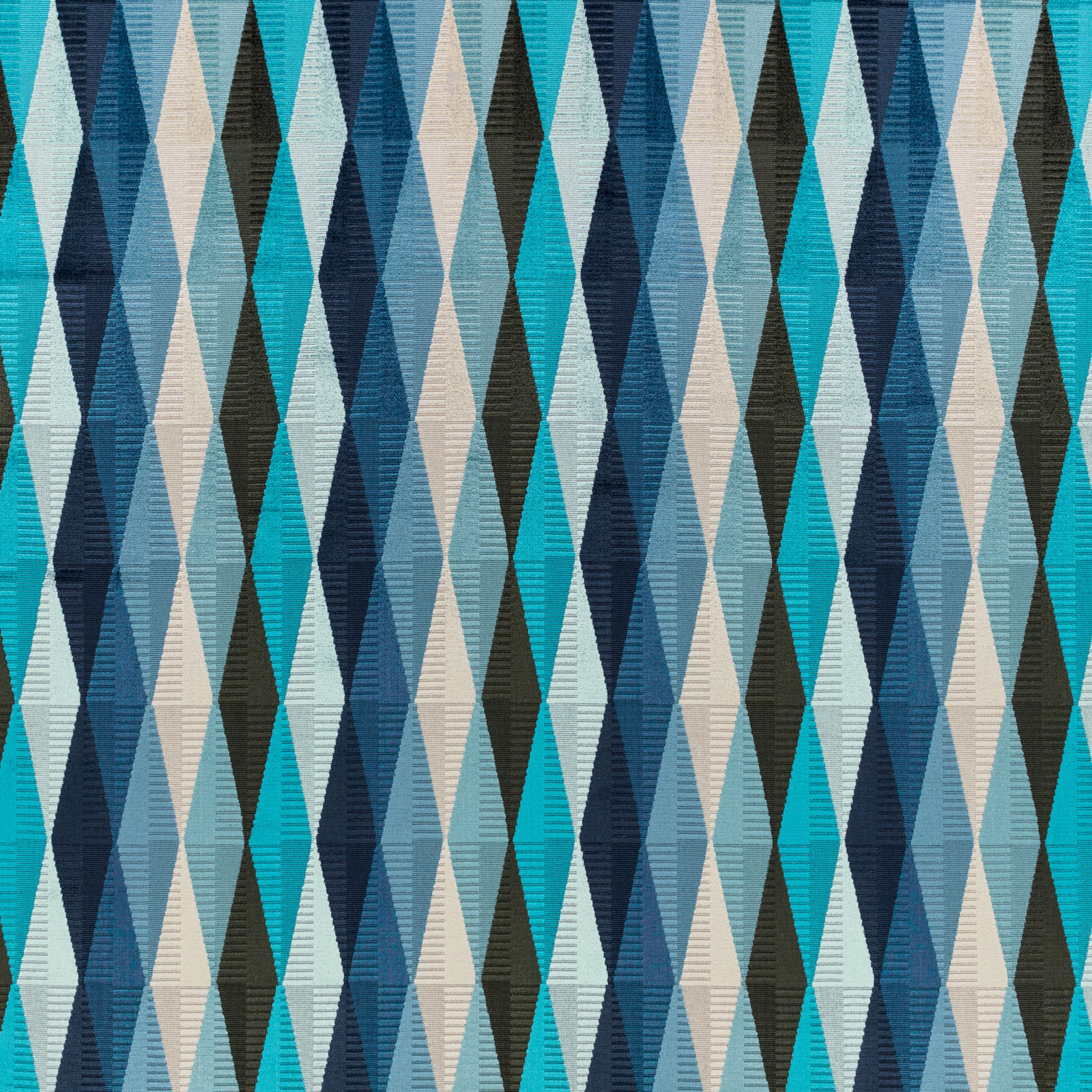 Teal, navy and slate geometric diamond weave with pale stone accents