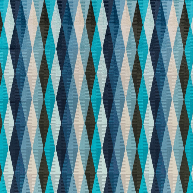 Teal, navy and slate geometric diamond weave with pale stone accents