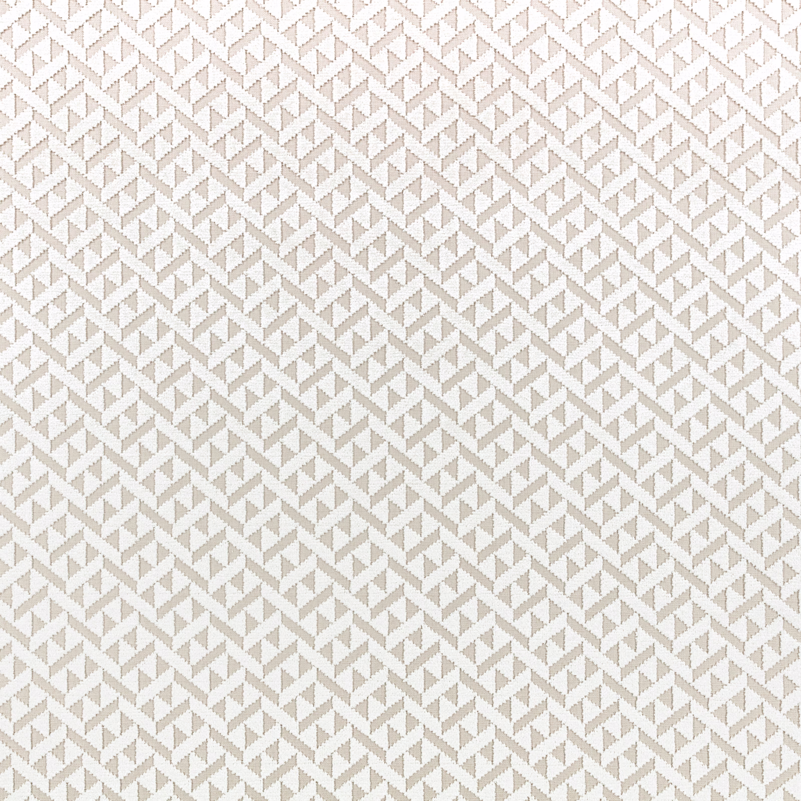 Ivory textile with small repeating pale taupe chevrons and triangular geometric marks