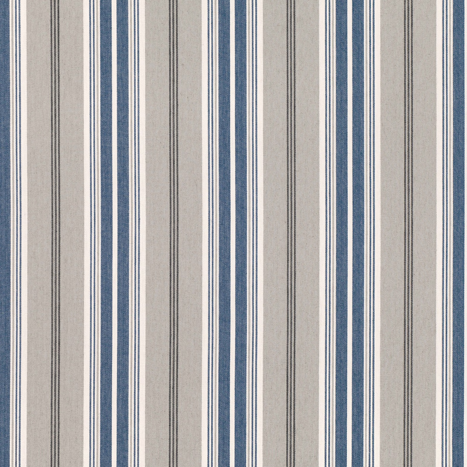 Slate-blue and stone vertical stripes with fine woven texture in Lyndon Bilberry