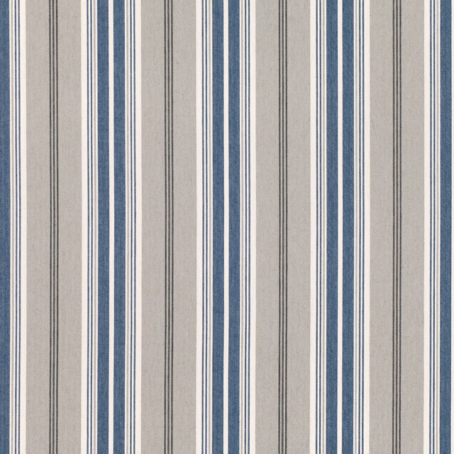 Slate-blue and stone vertical stripes with fine woven texture in Lyndon Bilberry