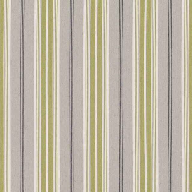 Grey-beige woven stripe with olive green bands and fine charcoal lines