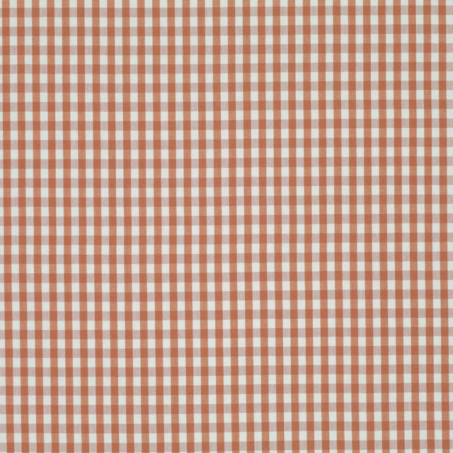Warm terracotta and cream small-check weave with a softly textured surface