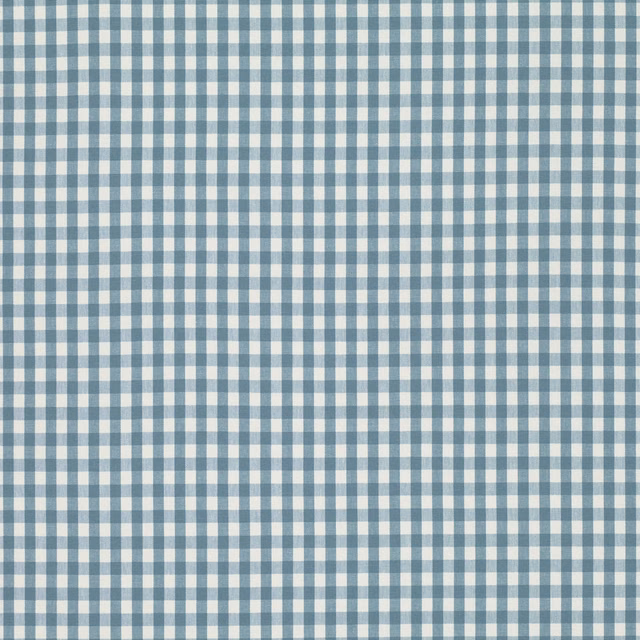Muted Oxford blue and white small-check fabric with a lightly textured surface