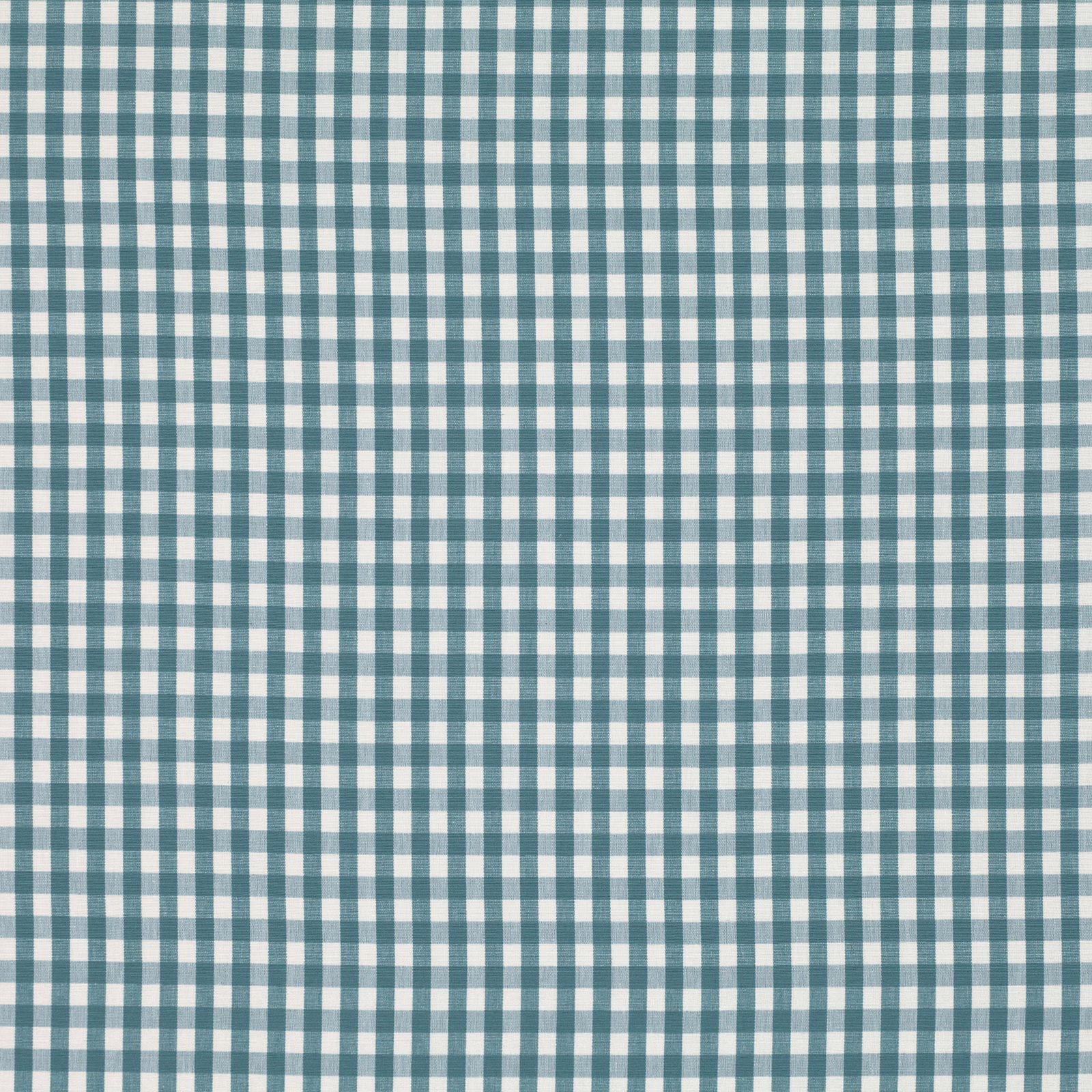 Close-up of robin egg blue and white small gingham check with woven texture