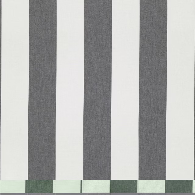 Charcoal and ivory broad-striped woven textile with a fine vertical grain