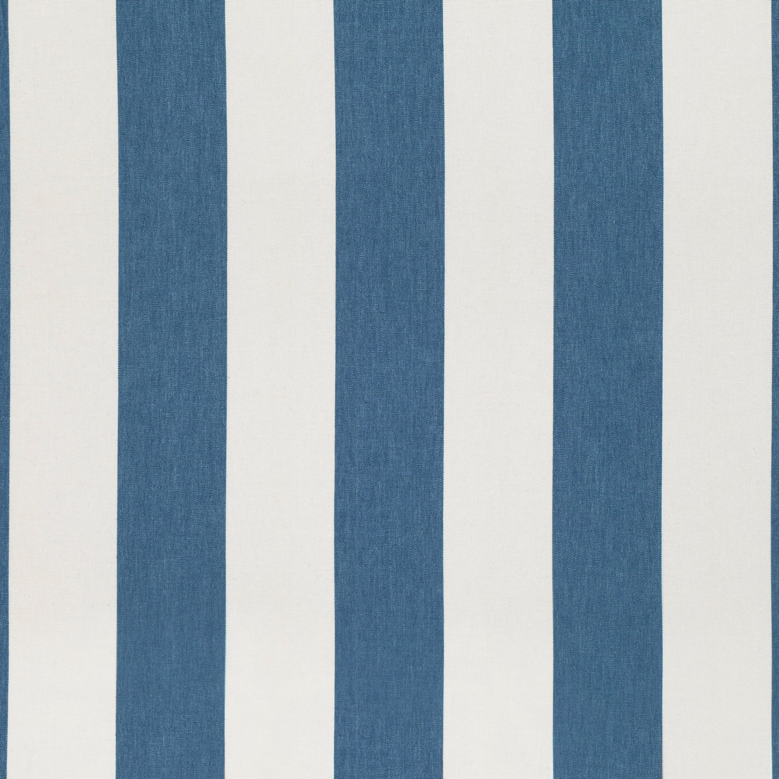Indigo-blue and ivory vertical stripe fabric with a subtly slubbed woven texture
