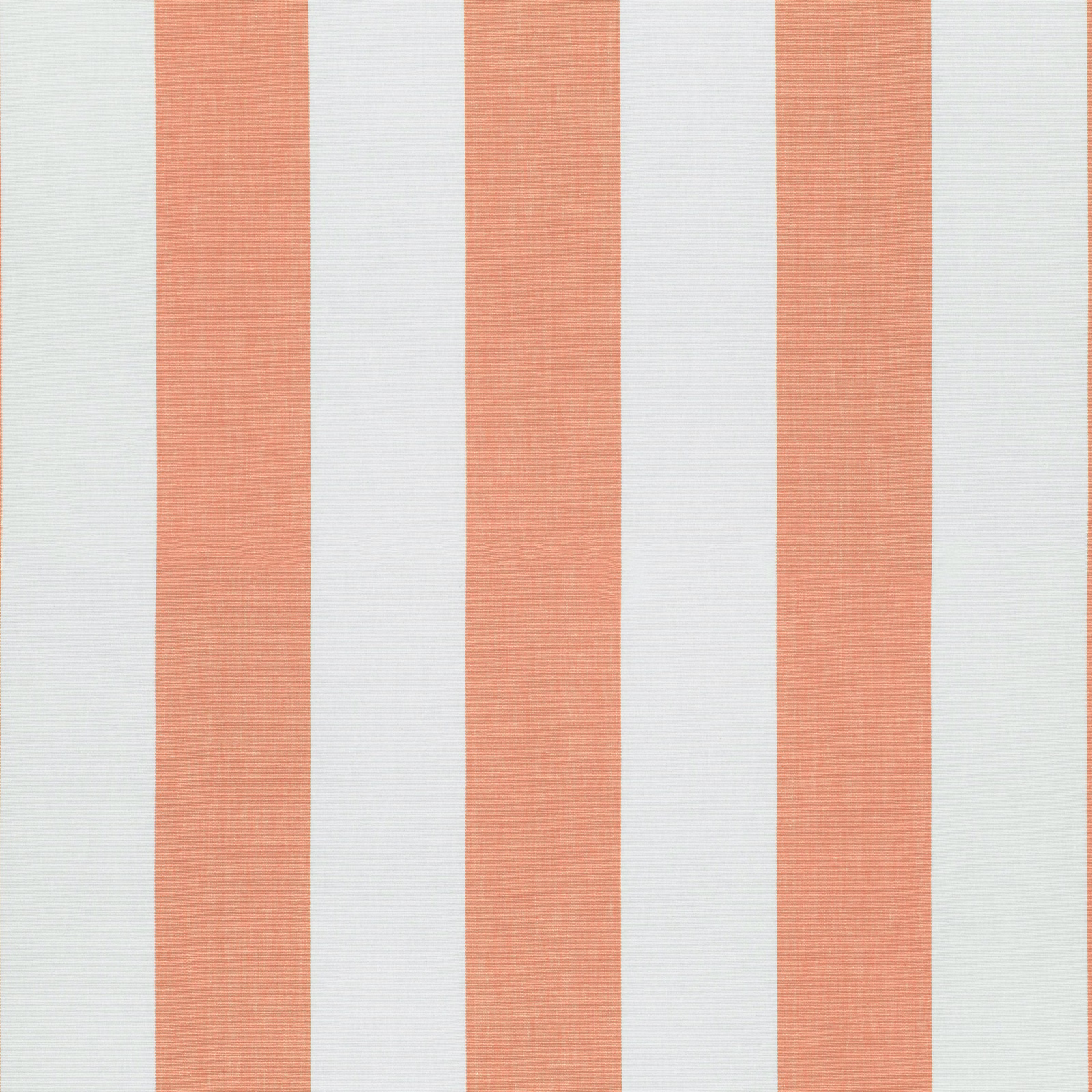 Broad mango-coral and ivory vertical stripes on a fine woven ground
