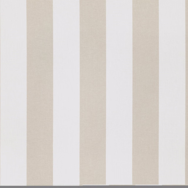 Warm mushroom and ivory vertical striped fabric with a subtle woven texture