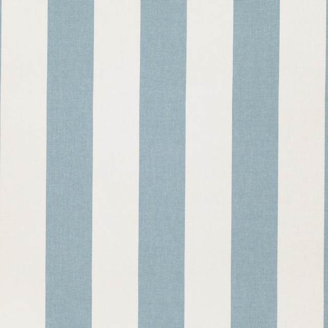 Muted Oxford-blue and ivory vertical stripes with a softly woven surface