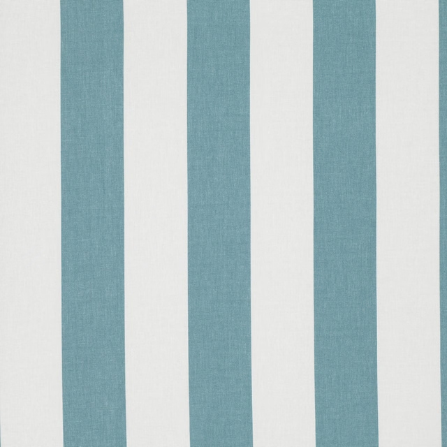 Muted robin egg blue and ivory fabric with broad vertical woven stripes