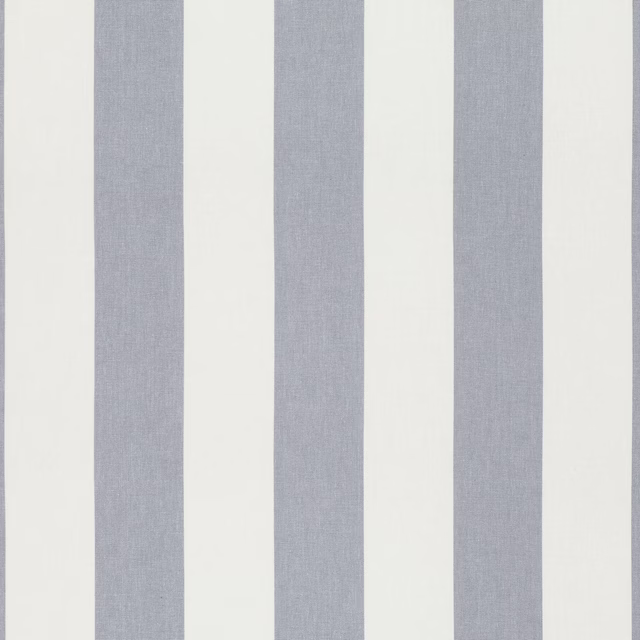 Storm grey and ivory vertical stripe fabric with a subtle woven texture