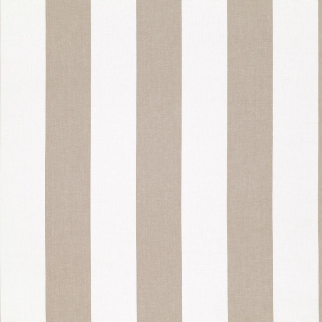 Warm stucco beige and ivory broad stripes with a fine woven texture