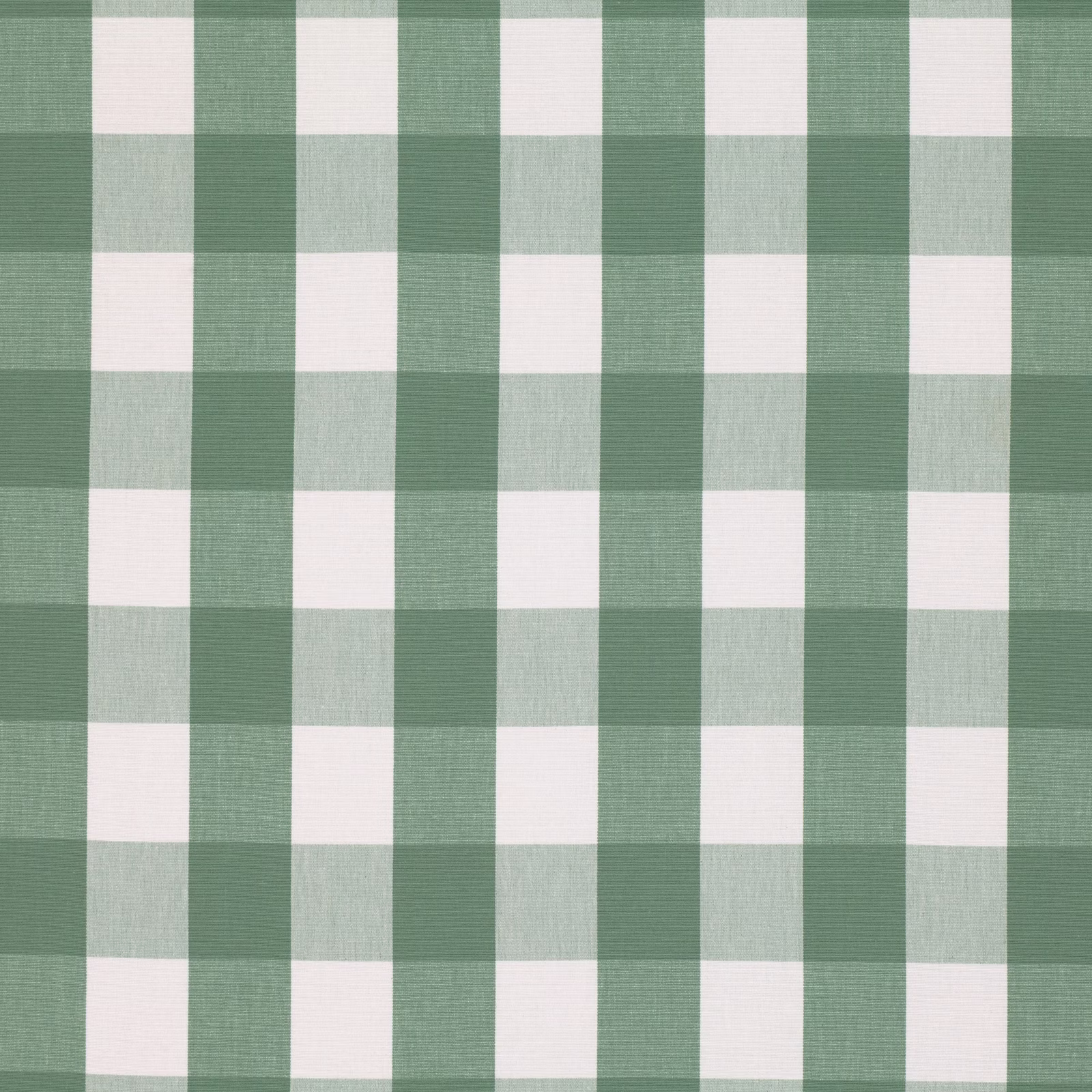Muted celadon green and ivory check with a softly textured woven surface