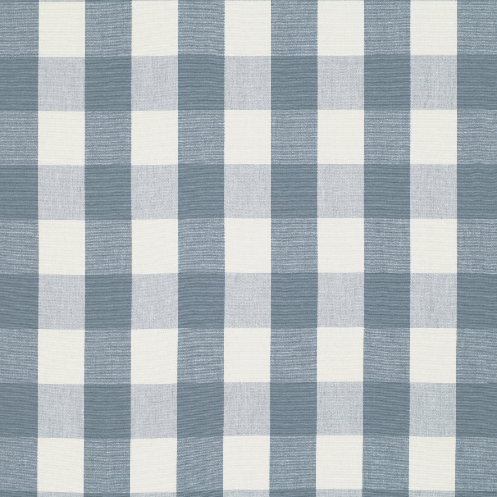 Blue-grey and ivory large gingham checks with a softly visible woven texture