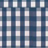 Cool indigo, blue-grey and ivory oversized checks with a fine woven texture