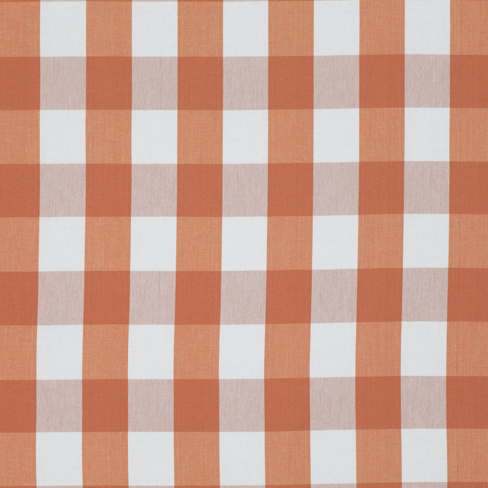 Warm mango, blush and cream large-scale checks with visible woven texture