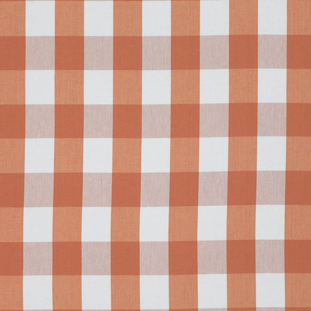Warm mango, blush and cream large-scale checks with visible woven texture