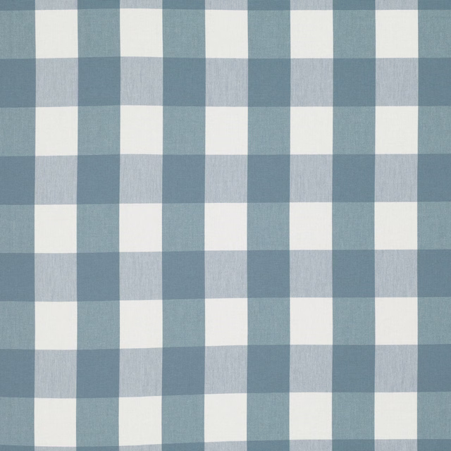 Dusty Oxford blue and white oversized check with a softly textured woven surface