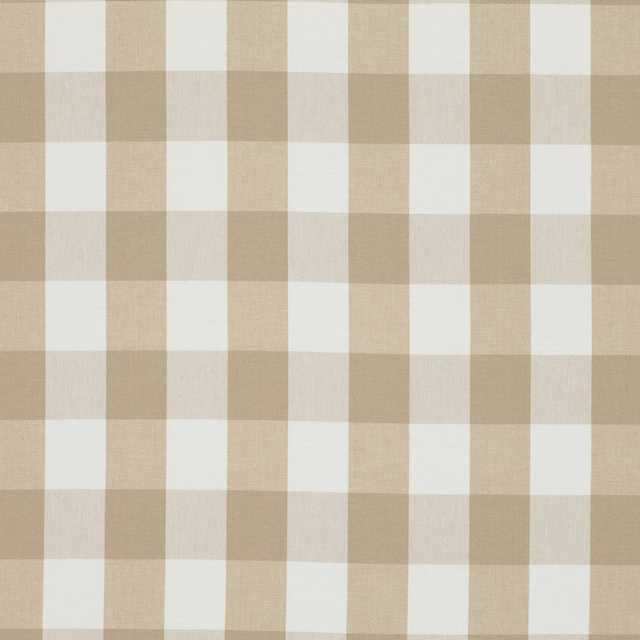 Warm putty and ivory woven check with a fine, softly nubby texture