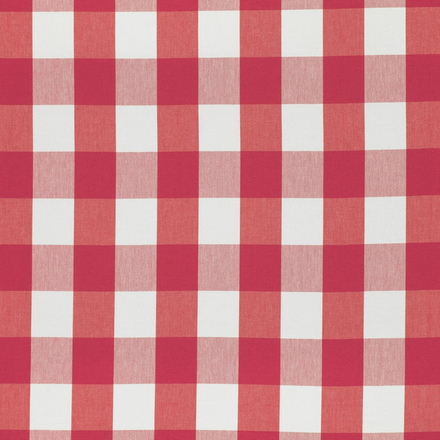 Warm red, dusty rose and cream woven gingham check with visible texture