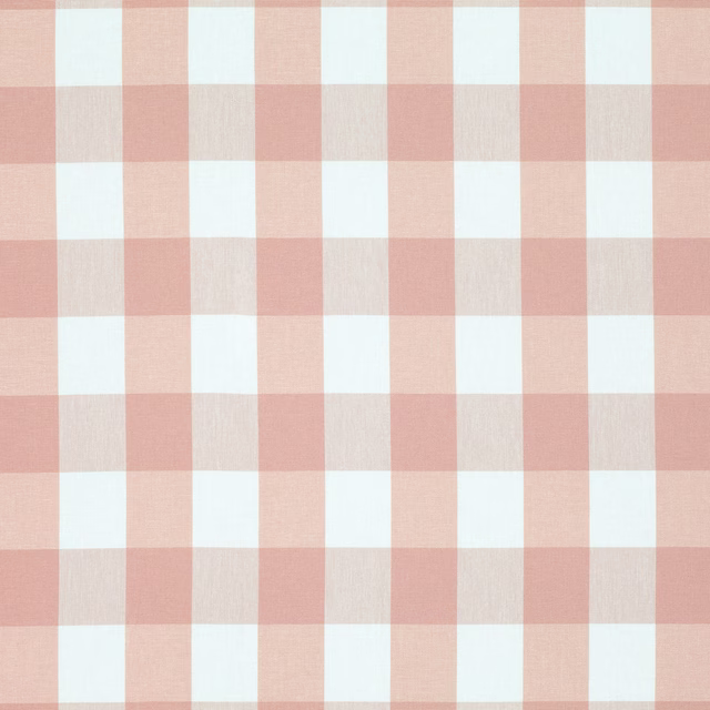 Large rose pink and ivory gingham check with a softly textured woven surface