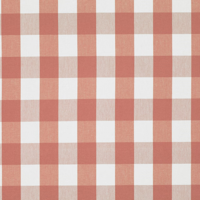 Muted coral and blush gingham checks with a softly visible woven texture