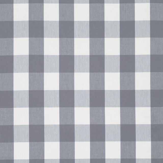 Cool grey-blue large check with fine woven texture and pale blocks