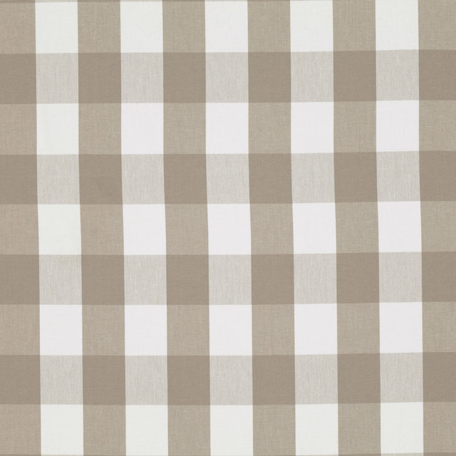 Warm taupe and ivory large-check fabric with subtle woven texture
