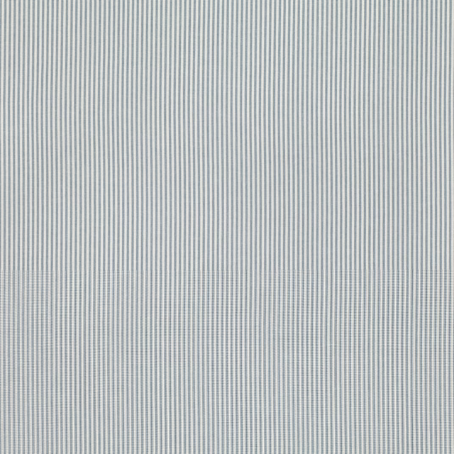 Close view of cool harbour-grey fabric with a fine blue-grey vertical stripe