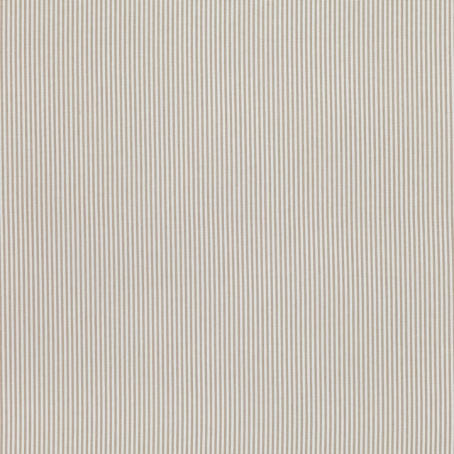 Close-up of fine vertical taupe and cream stripes with a softly textured woven surface