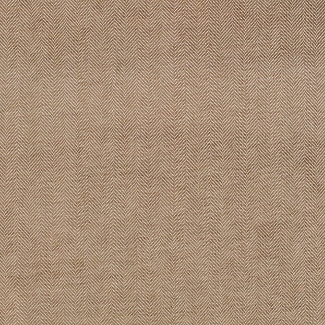 Warm oatmeal beige fabric with a fine repeating herringbone chevron weave