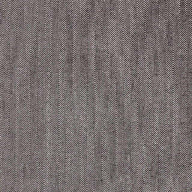 Cool pewter-grey woven swatch with fine vertical herringbone chevrons