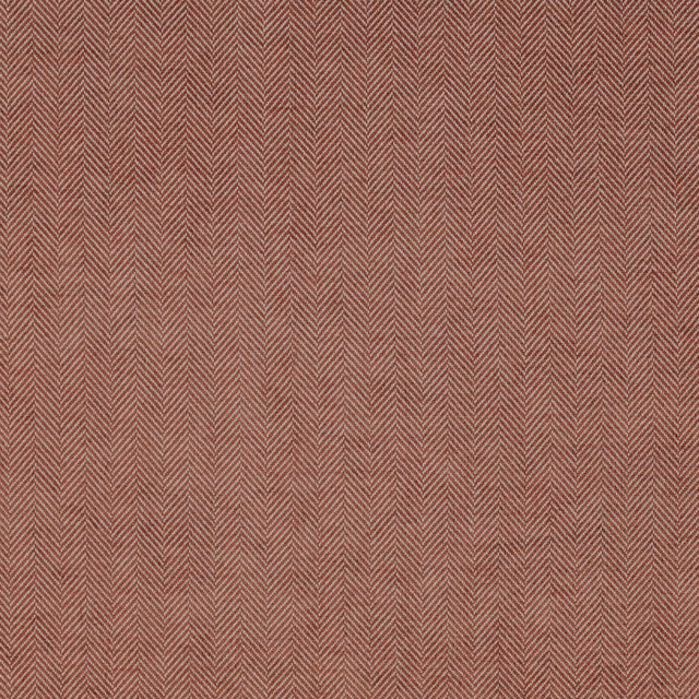 Muted rust-terracotta fabric with fine vertical herringbone chevron weave