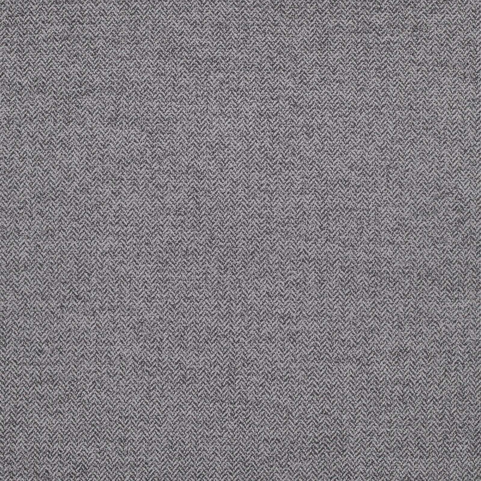 Close-up of cool French grey fabric with a fine woven herringbone texture