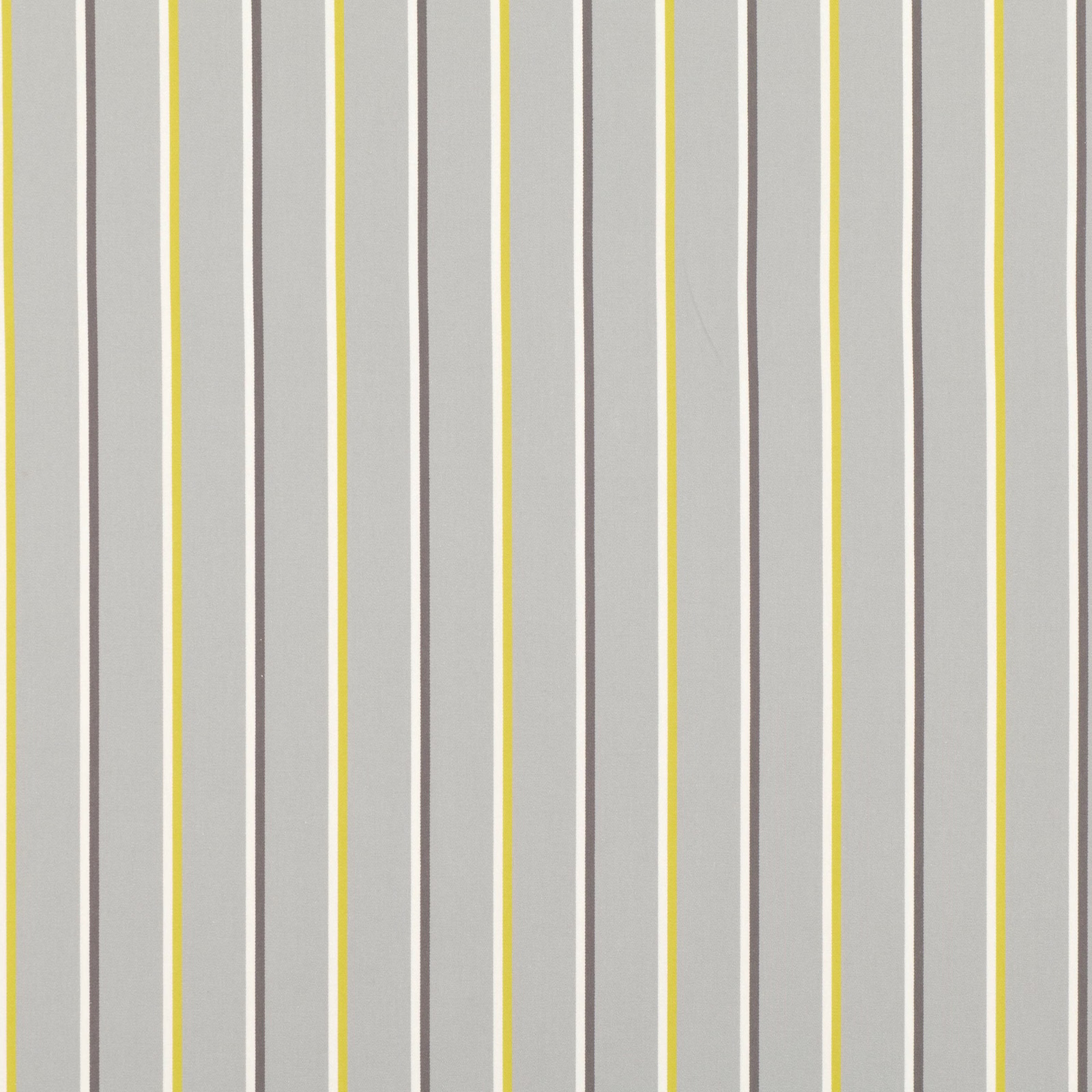 Pale grey striped fabric with taupe bands and vivid zest-yellow pinstripes
