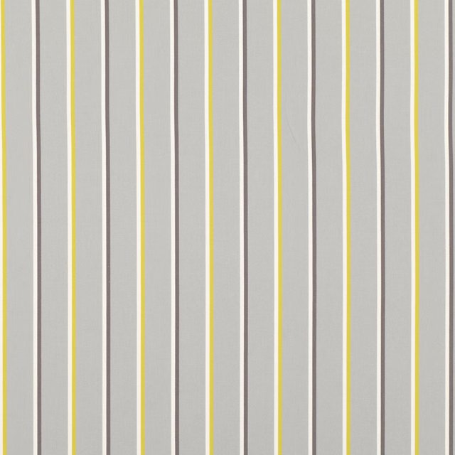 Pale grey striped fabric with taupe bands and vivid zest-yellow pinstripes