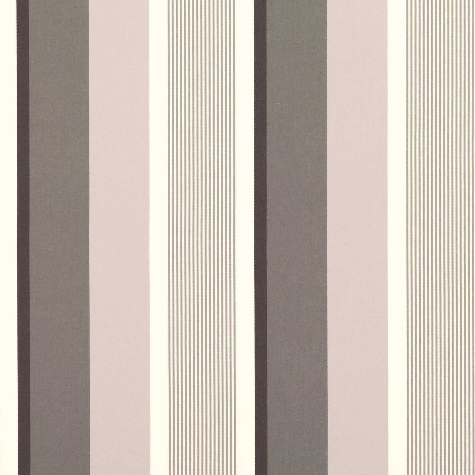 Taupe-grey and ivory vertical stripe with broad bands and fine pinstripes