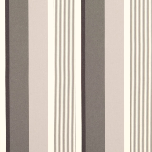 Taupe-grey and ivory vertical stripe with broad bands and fine pinstripes