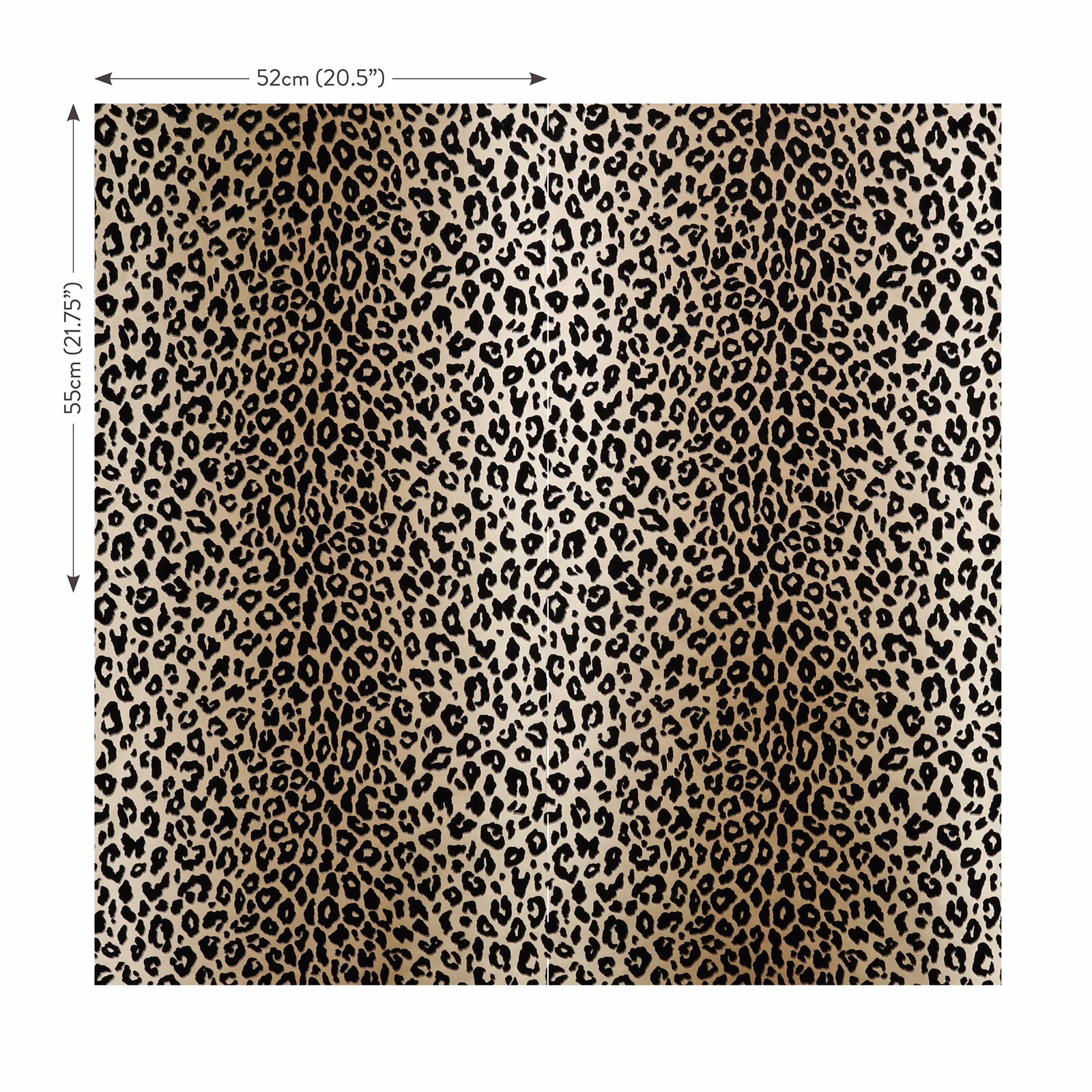 Warm tan wallpaper covered in dense black and brown leopard spots