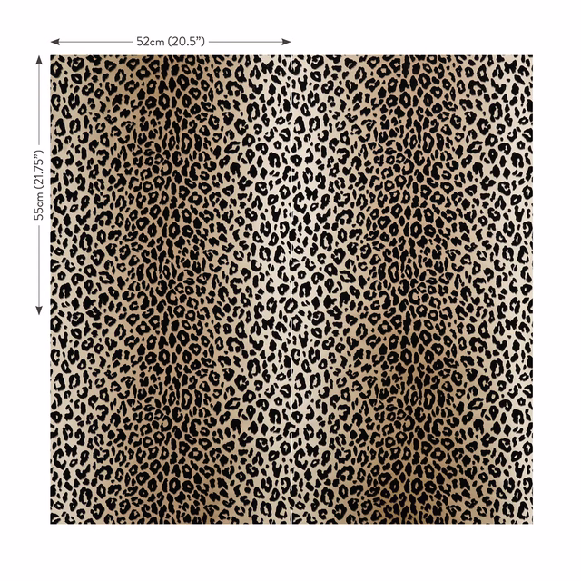 Warm tan wallpaper covered in dense black and brown leopard spots