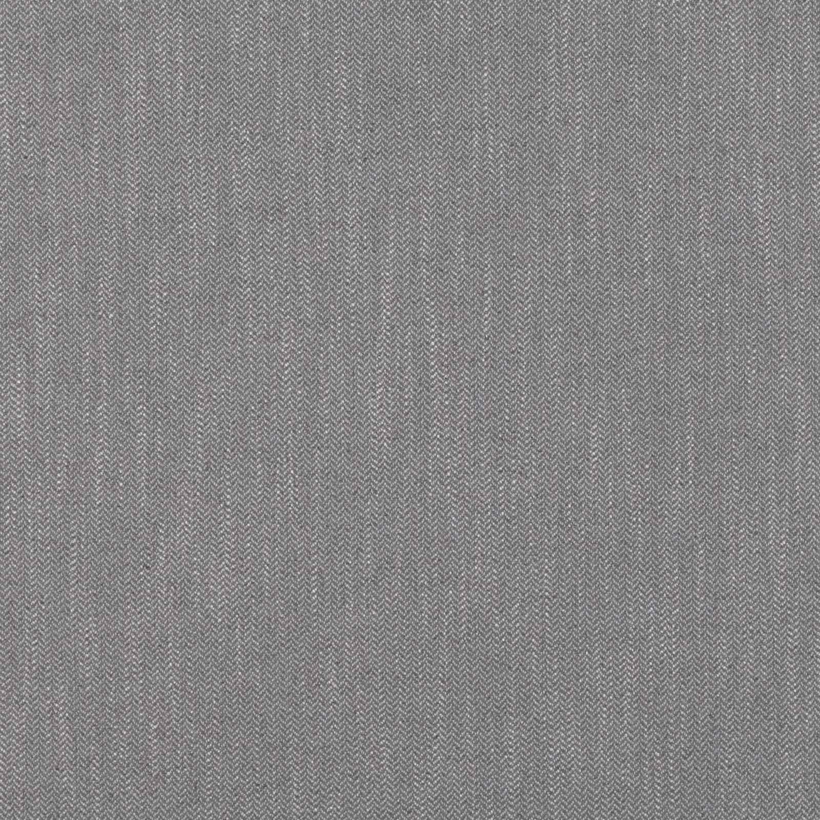 Close-up of cool pigeon-grey fabric with a fine textured herringbone weave