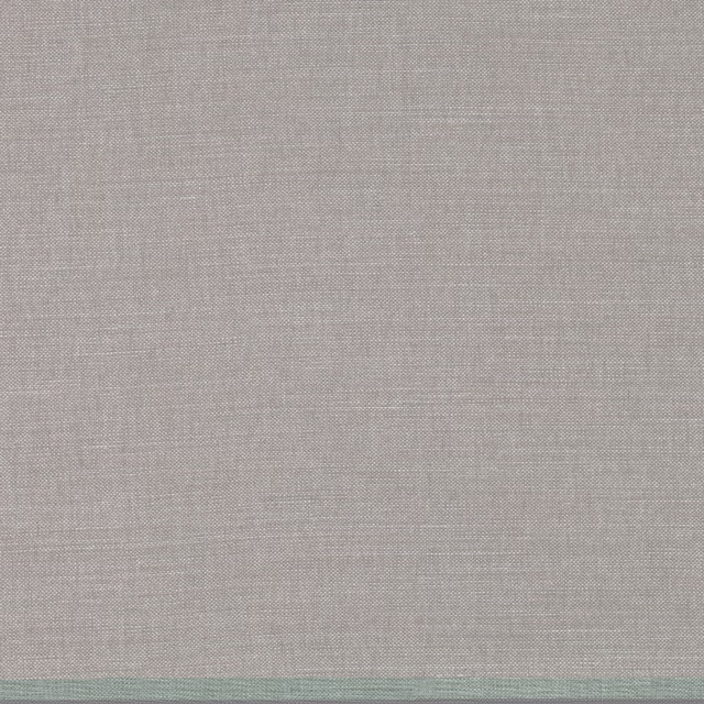 Close view of Sandpiper’s fine stone-grey weave with a muted sage-green lower stripe